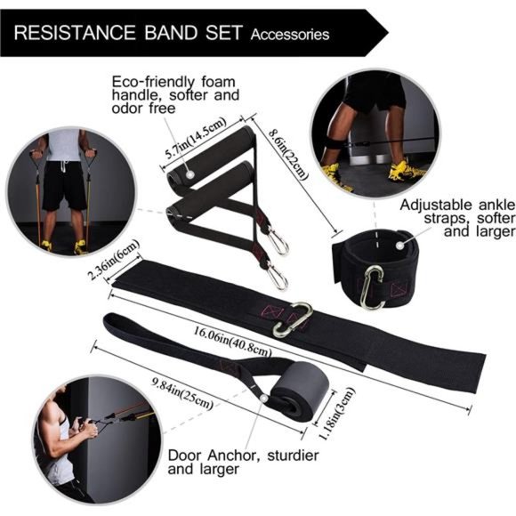 Exercise Resistance Bands with Handles - 5 Fitness Workout Bands Stackable - Picture 2 of 7